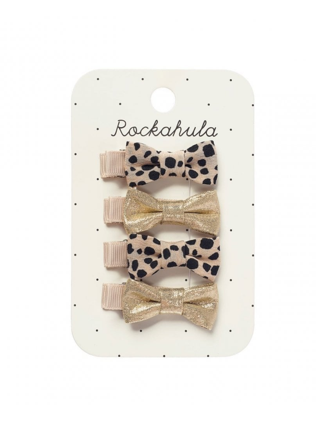 Leopard Beige Mini Bow Clips
