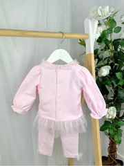 Deolinda Girls Pink Bear Tulle Legging Set (12M-3Y)