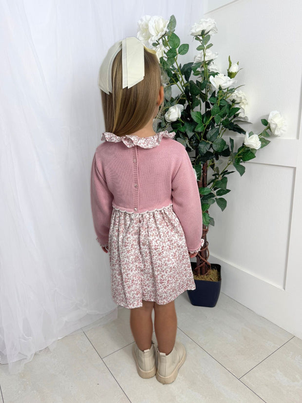 Baby Girls Pink Knitted Floral Dress (3M - 3Y)