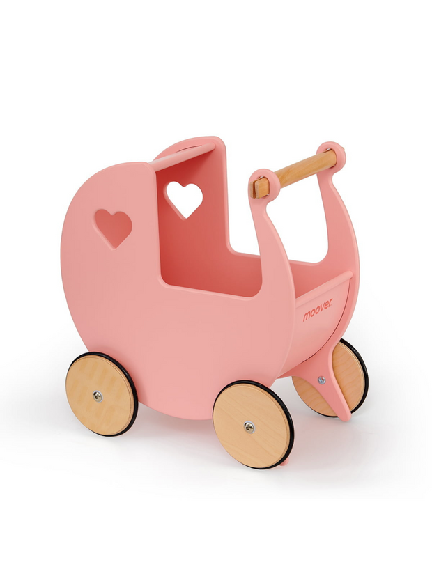 Moover Wooden Dolls Pram - Coral