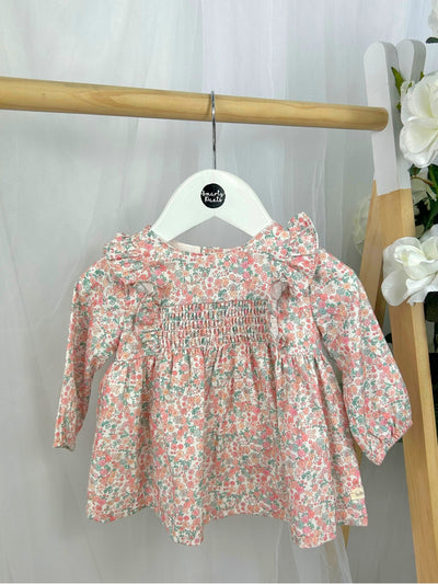 Tutto Piccolo Toddler Pink Floral Dress & Tights (3M-3Y)