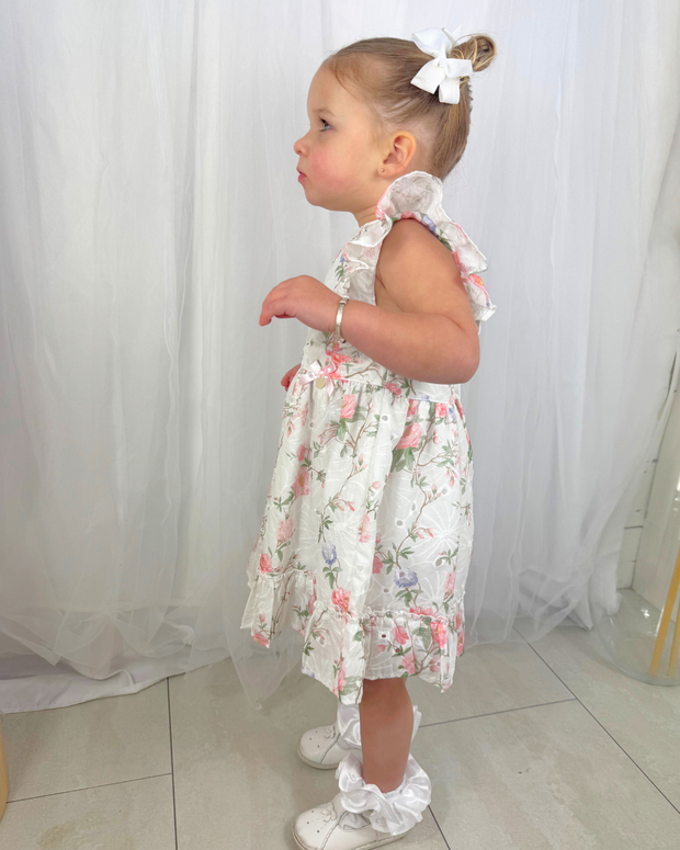 Mintini Toddler Girl White Floral Dress