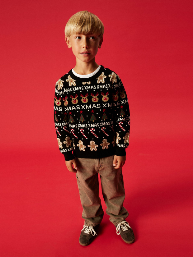Name It Black Knitted Christmas Jumper (9M- 5Y)