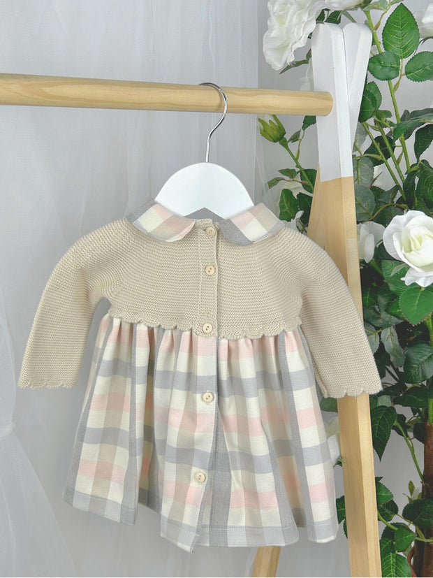 Pex Girls 'Orla' Beige Tartan Dress With Bows (0M-3Y)