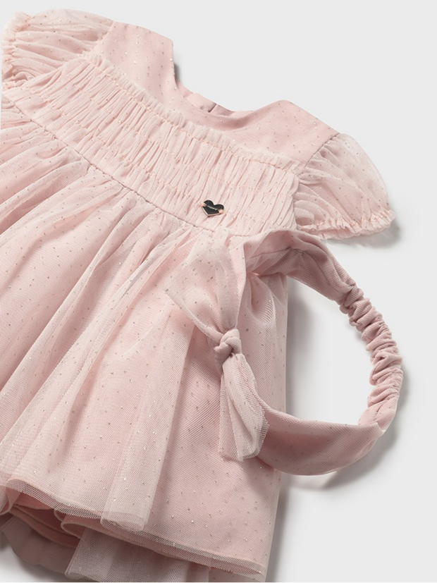 Mayoral Toddler Girl Tulle Dress With Headband - Rose