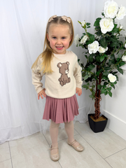 Mayoral Toddler Girl Pink Teddy Bear Jumper & Skirt (12M-4Y)