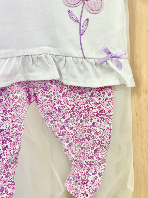 iDo Baby Girl White & Lilic Floral Set