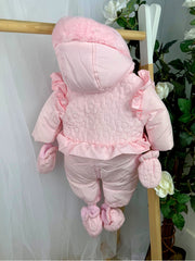 Mintini Baby Girl Pink Heart Snowsuit (1M - 9M)