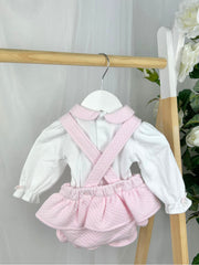 Deolinda Girls Pink Heart Dungaree Set (3M-2Y)