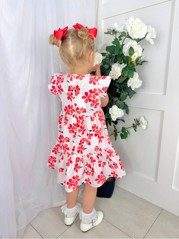 iDo Junior Girl Sienna White & Red Dress