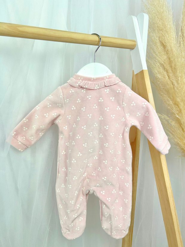 iDo Baby Girl Velour Pink Hearts Babygrow