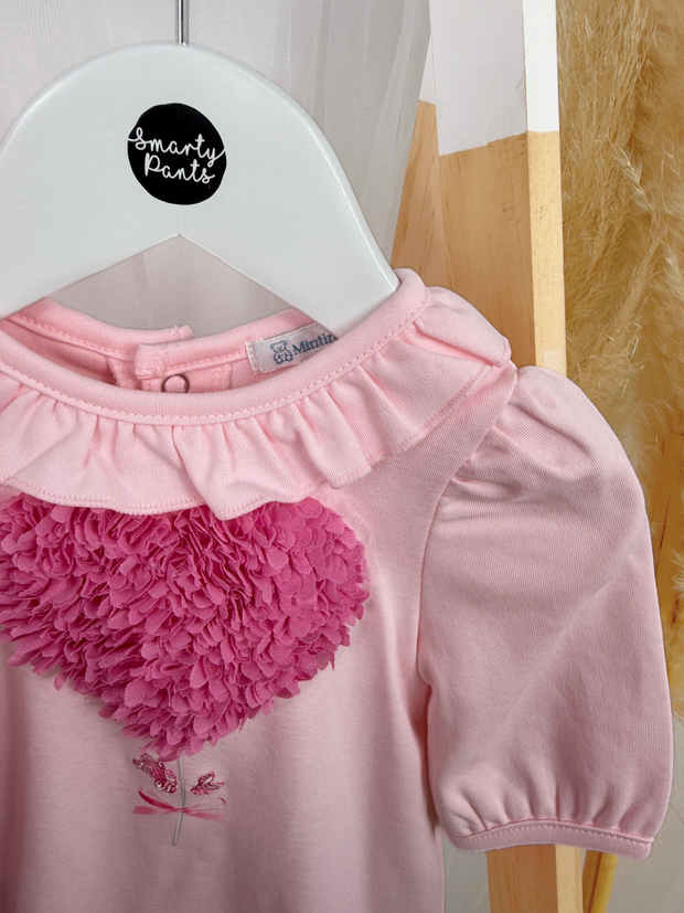 Mintini Baby Girl Pink Heart Babygrow (1M - 6M)
