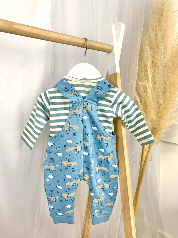 Baby Boy Airplane Dungaree Set