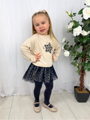 Mayoral Toddler Girl Cream & Navy Star Jumper Dress (12M-4Y)