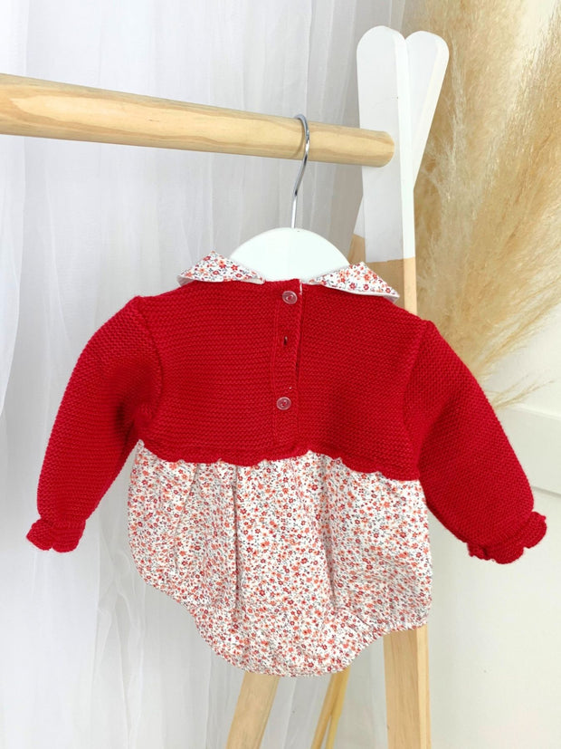 Baby Girl Red Floral Romper