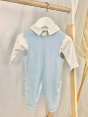 Baby Boy White & Blue Dungaree