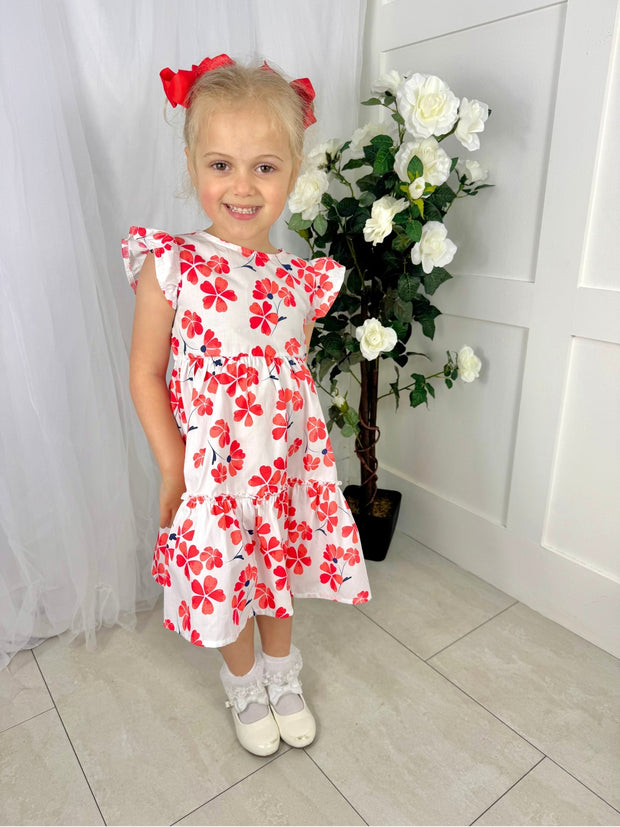 iDo Junior Girl Sienna White & Red Dress