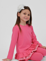 Girls 'Fran' Frill Hem Legging Set (18M - 8Y) - Hot Pink
