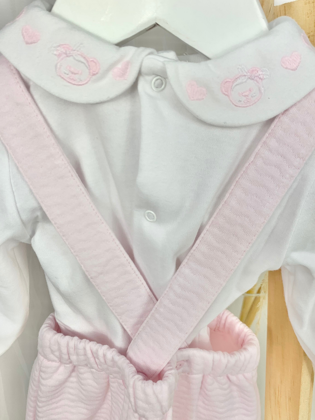 Baby Girl Pink Pinafore Outfit Set