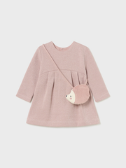 Mayoral Toddler Girl Pink Dress With Hedgehog Bag