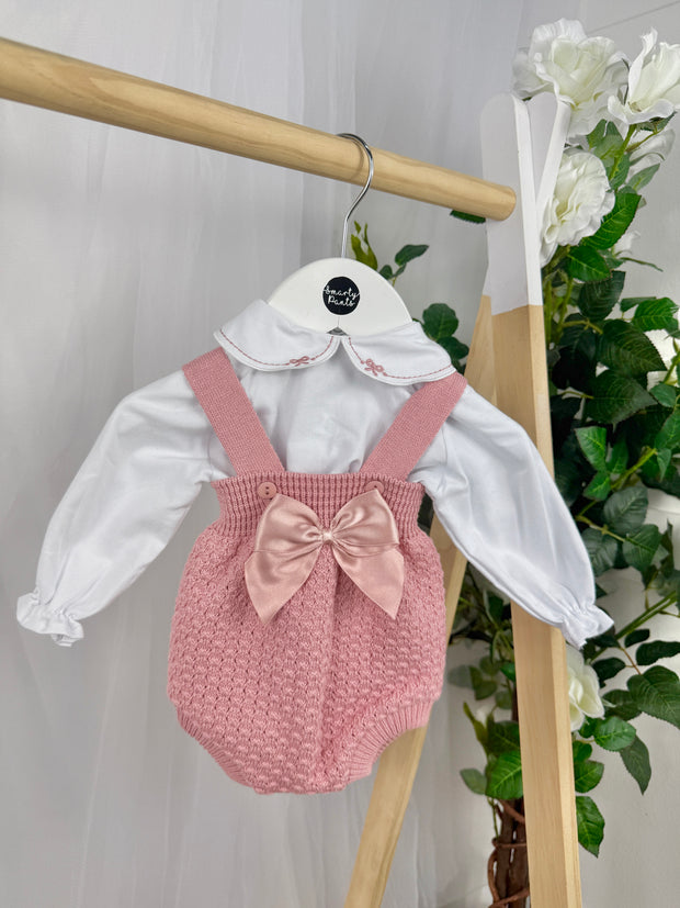 Pex Girls 'Lucinda' Dusky Pink Knitted Romper Set (0M - 12M)