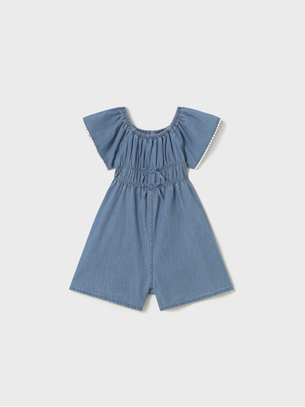 Mayoral Toddler Girl Denim Playsuit With Bows