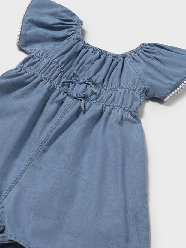 Mayoral Toddler Girl Denim Playsuit With Bows