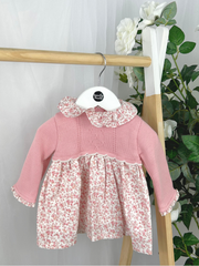 Baby Girls Pink Knitted Floral Dress (3M - 3Y)