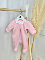 Mintini Pink Heart Collar Babygrow