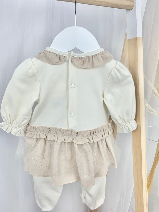 Mintini Gold & Ivory Babygrow With Tutu