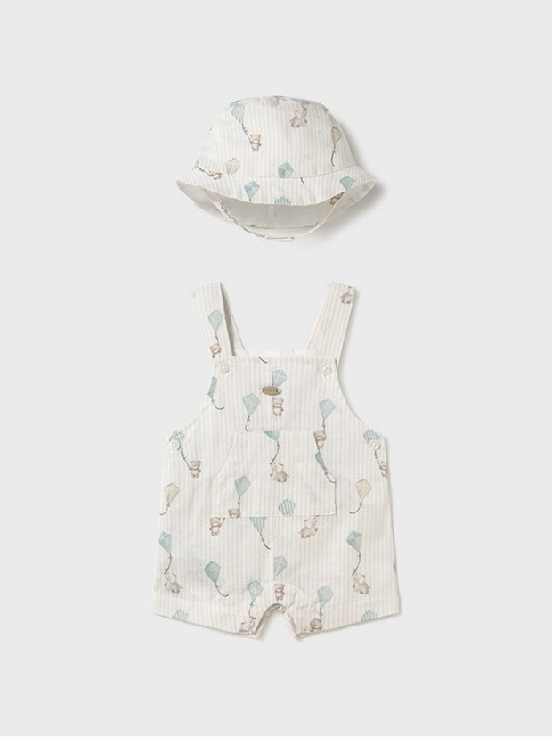 Mayoral Baby Boy 'Kite' Dungarees With Hat - Jade