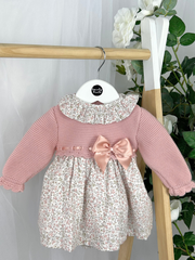 Baby Girls Pink Knitted Bow Dress (3M - 3Y)