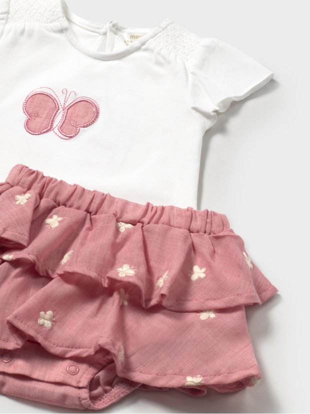 Mayoral Baby Girl Pink Butterfly Skirt & Top Set