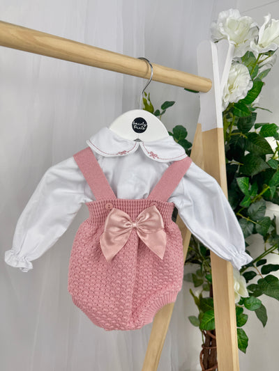 Pex Girls 'Lucinda' Dusky Pink Knitted Romper Set (0M - 12M)