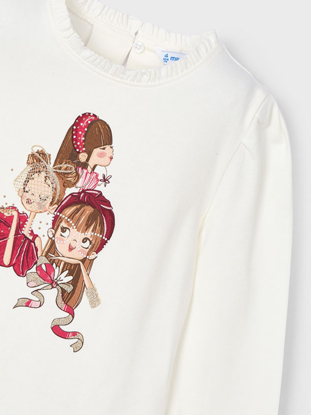 Mayoral Junior Girl Long Sleeve Detailed Top - 2 Colours