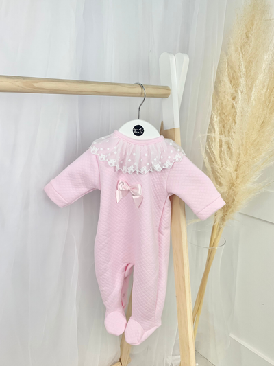 Baby Girl Pearla Lace Trim Babygrow