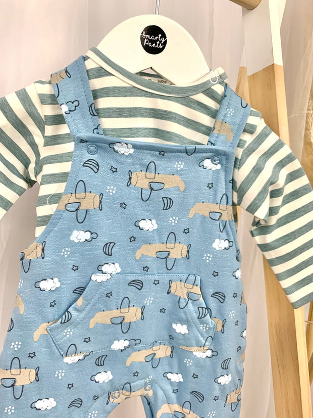 Baby Boy Airplane Dungaree Set