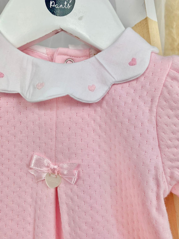 Mintini Pink Heart Collar Babygrow