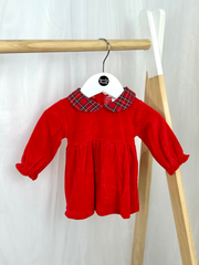 Baby Girl Red Tartan Velour Dress