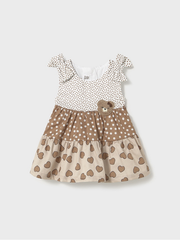 Mayoral Baby Girl Tiered Patterned Teddy Dress - Brown