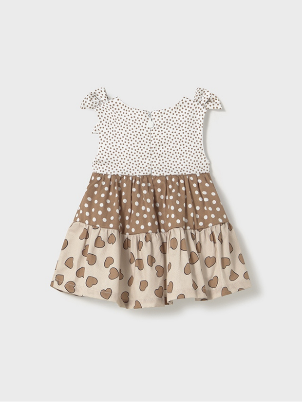 Mayoral Baby Girl Tiered Patterned Teddy Dress - Brown