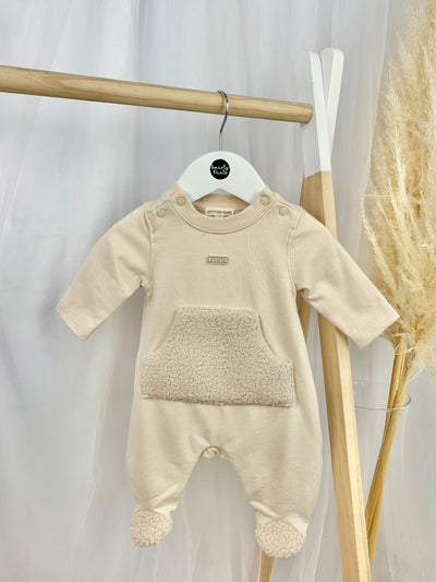 Mintini Beige Romper With Fleece Pocket