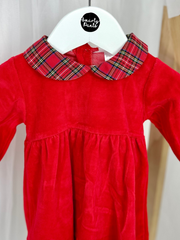 Baby Girl Red Tartan Velour Dress