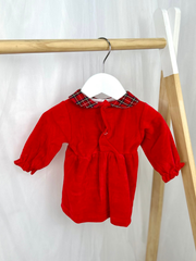 Baby Girl Red Tartan Velour Dress