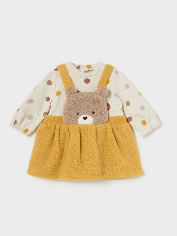 Mayoral Baby Girl Fleece Bunny Dungaree Dress - 2 Colours