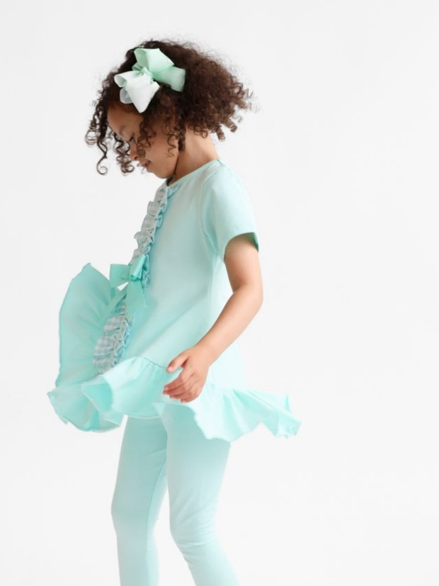 Girls 'Larosa' 3-Piece Frilly Outfit Set  - Mint