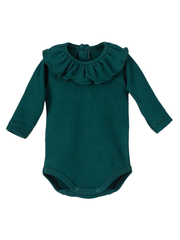 Calamaro Green Plain Long Sleeve Frill Vest