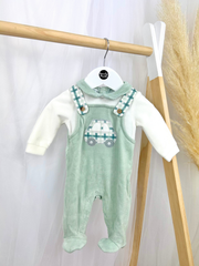 iDo Baby Boy Sage Car Dungaree Babygrow