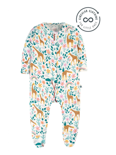 Frugi Lovely Babygrow - Soft White Giraffes