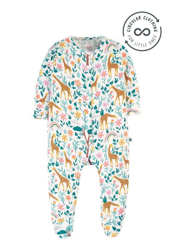 Frugi Lovely Babygrow - Soft White Giraffes